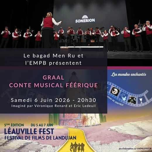 Le bagad accompagne l'école de musique du pays de Brocéliande (EMPB) dans un conte musical intitulé "Graal". La représentation a lieu durant l'événement "Leauville Fest" à Landujan, samedi 6 juin 2026 à 20h30.
Ce conte a été imaginé par Véronique Renard et Éric Ledeuil.
Crédit photo du bagad : Joseph Tourneux